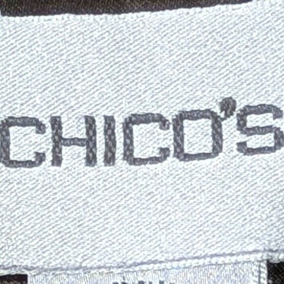 Chico's Jacket Womens 1 Med 8 Chocolate Brown Crinkle 3/4 Sleeve Mob Wife - Picture 9 of 11